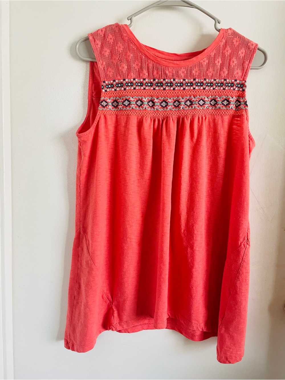 Style & Co. Coral Sleeveless Tank with Embroidered Yoke